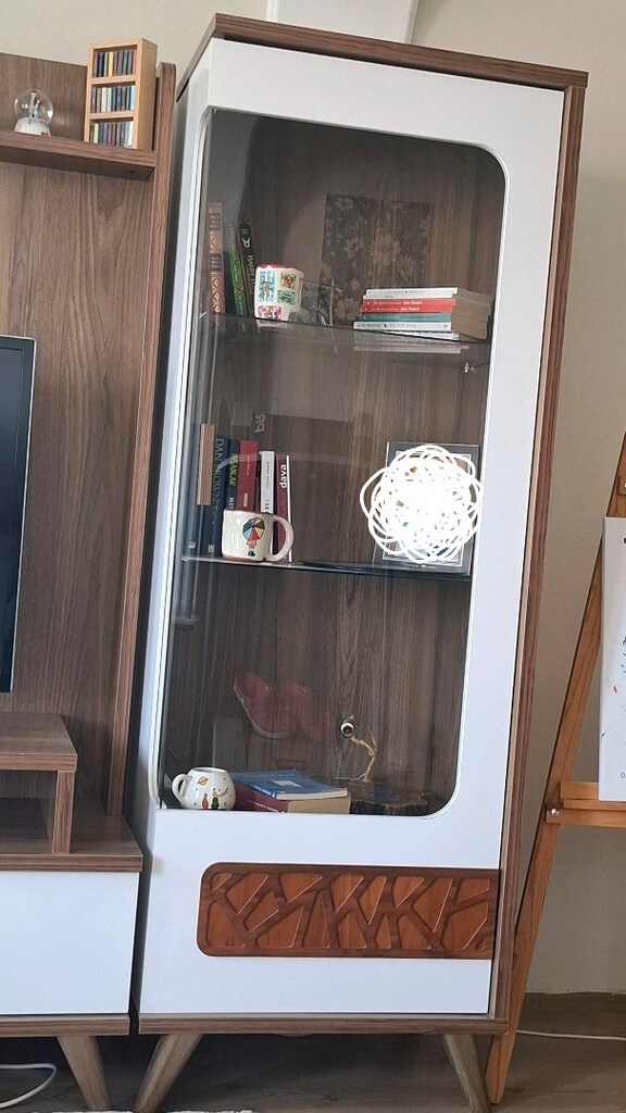 2 Adet Modern Cam Kapaklı Vitrin - 2