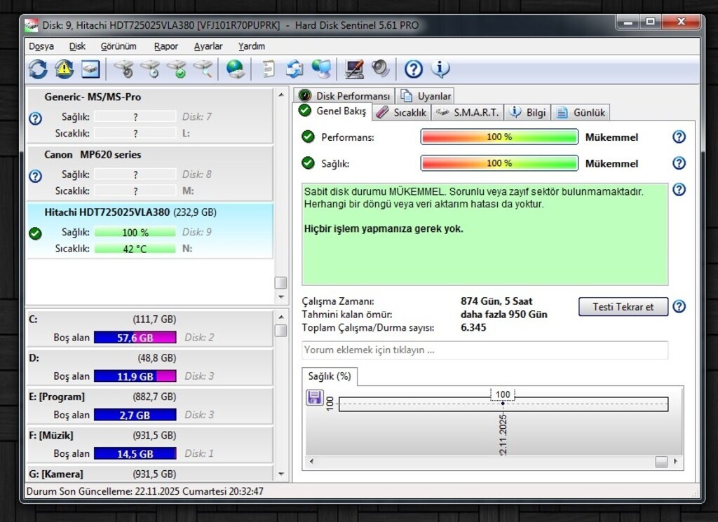250 Gb Hitachi 3.5 inç Sata Hdd Harddisk (Win7 Kurulu) - 4