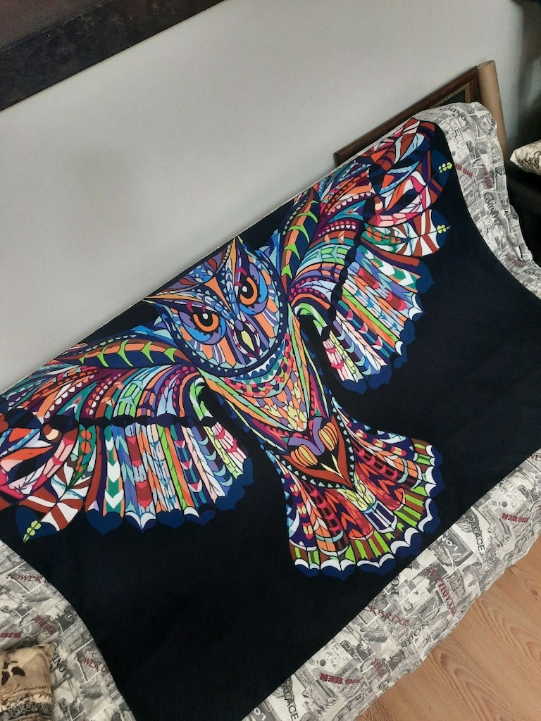 baykuş motifli bohem kumaş - 2