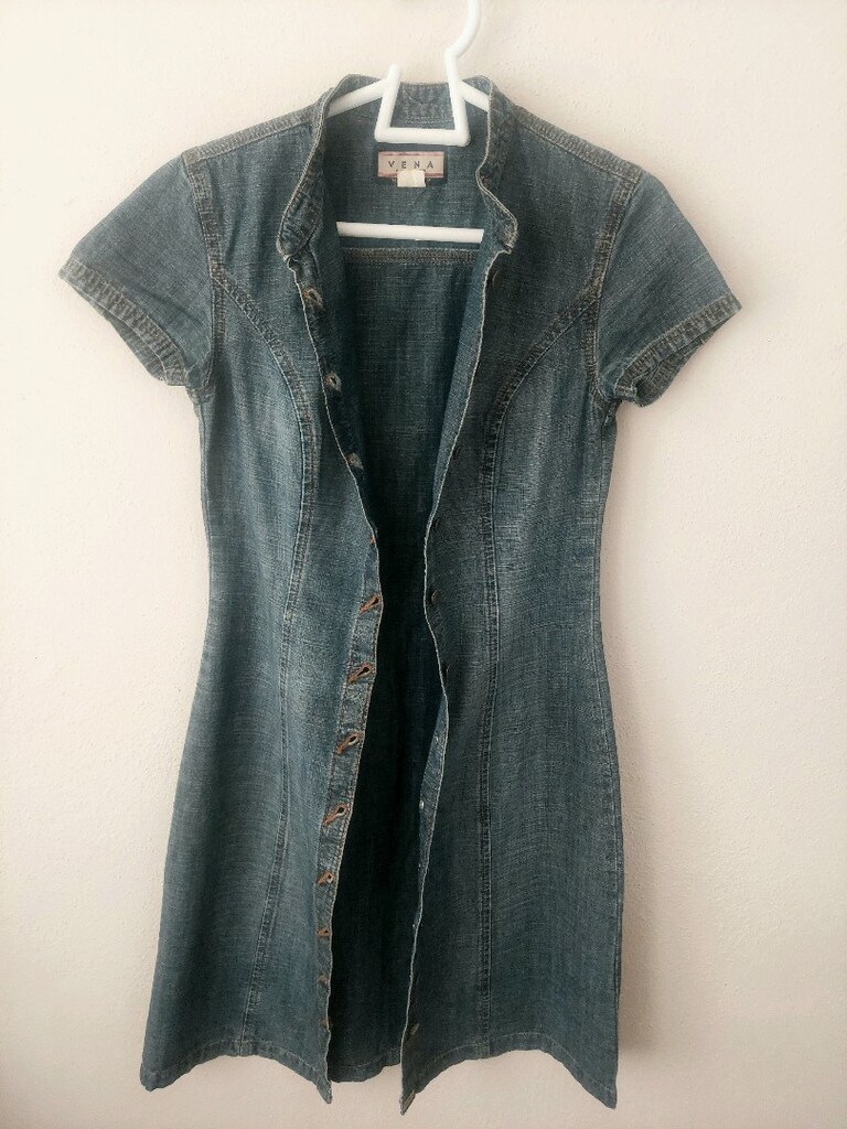 VENA önü düğmeli kısa kollu Jean elbise — görsel 3/16
