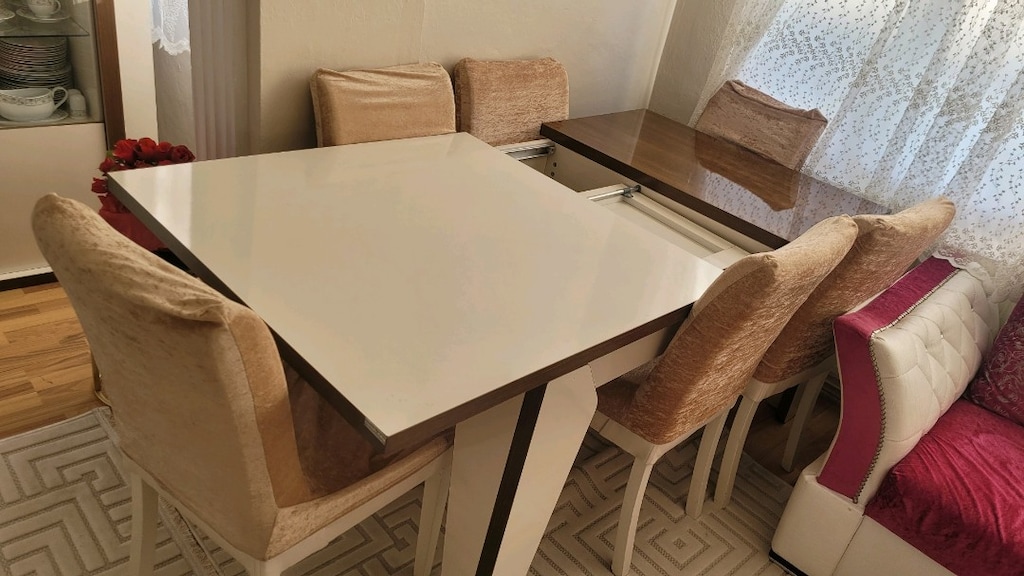 6 adet sandalye ve açılır yemek masası ve gizli bölmeli - 8
