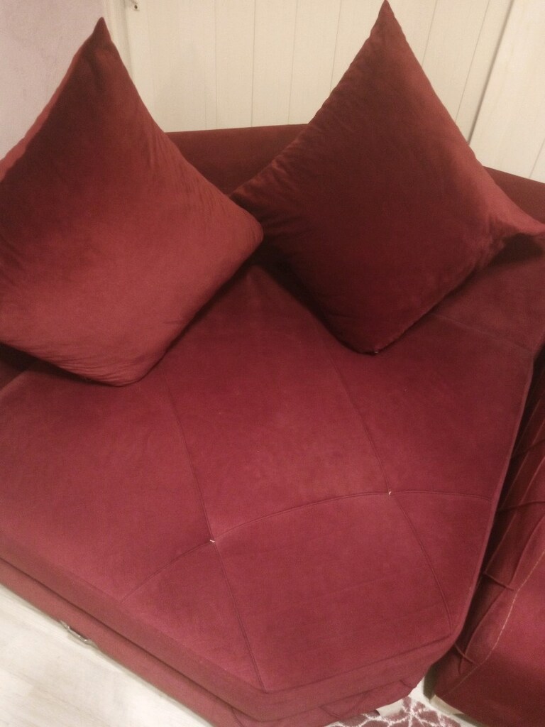 bordo kadife L köşe koltuk - 4