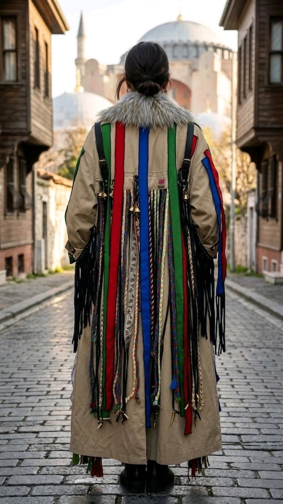 bohem (boho-chic) ve etnik detayların modernize edilmiş kaban - 2