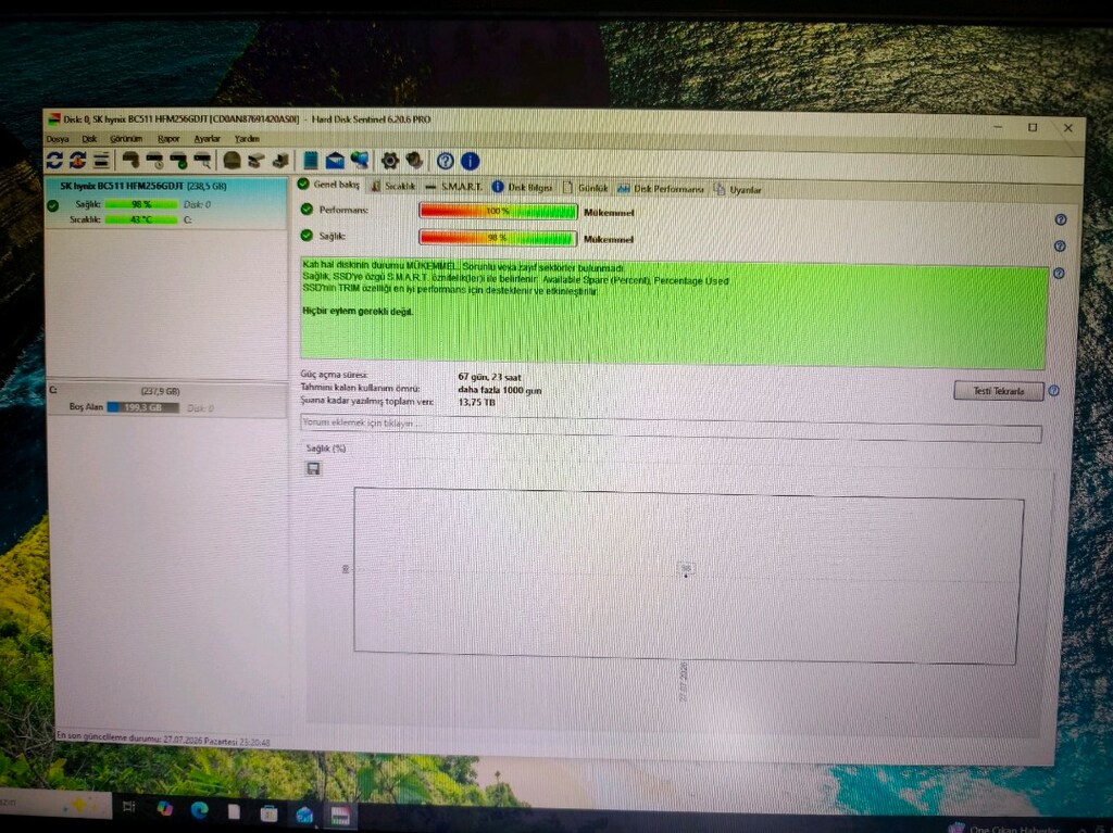 256Gb SkHynix Nvme PCI-E 3.0 %98 - 4