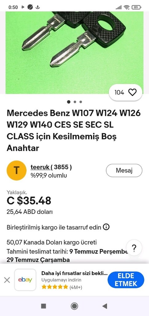 Mercedes w124-w126 ham anahtar - 8