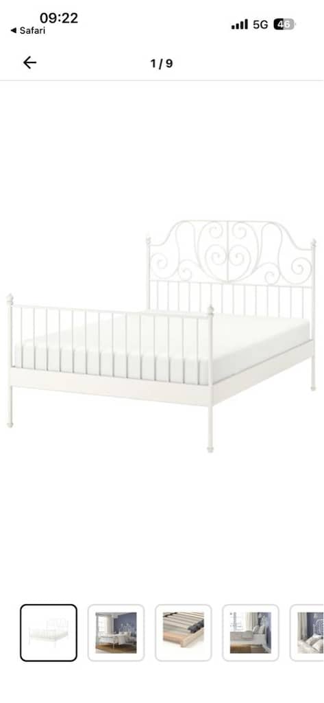 Ikea Leirvik/Lönsen Çift Kişilik Beyaz Ferforje Karyola