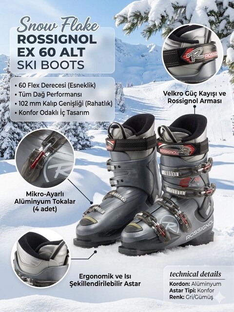 Rossignol Exalt 60 | 42-42.5 Numara (27.5 Mondopoint) Profesyonel Kaya