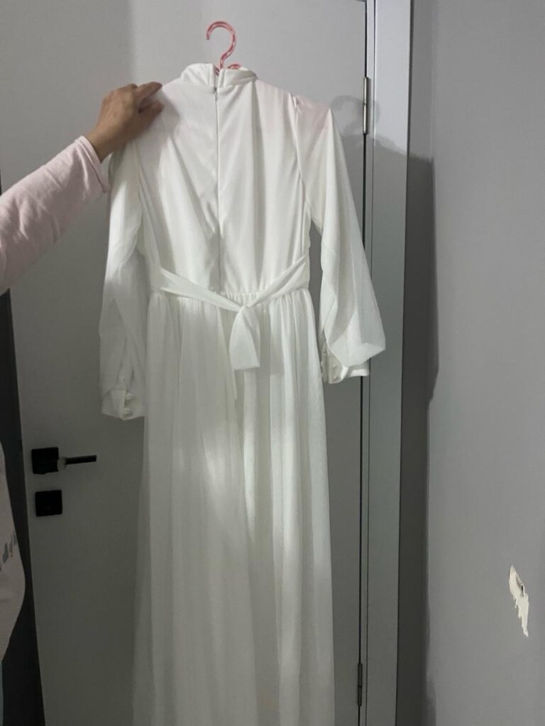 beyaz tesettür elbise - 2
