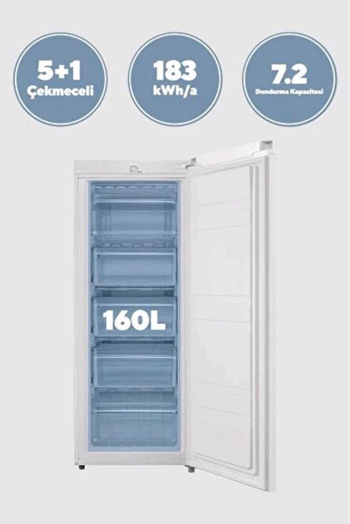KUMTEL 5 + 1 Çekmeceli Dikey Derin Dondurucu 160L HFR-160 - 3