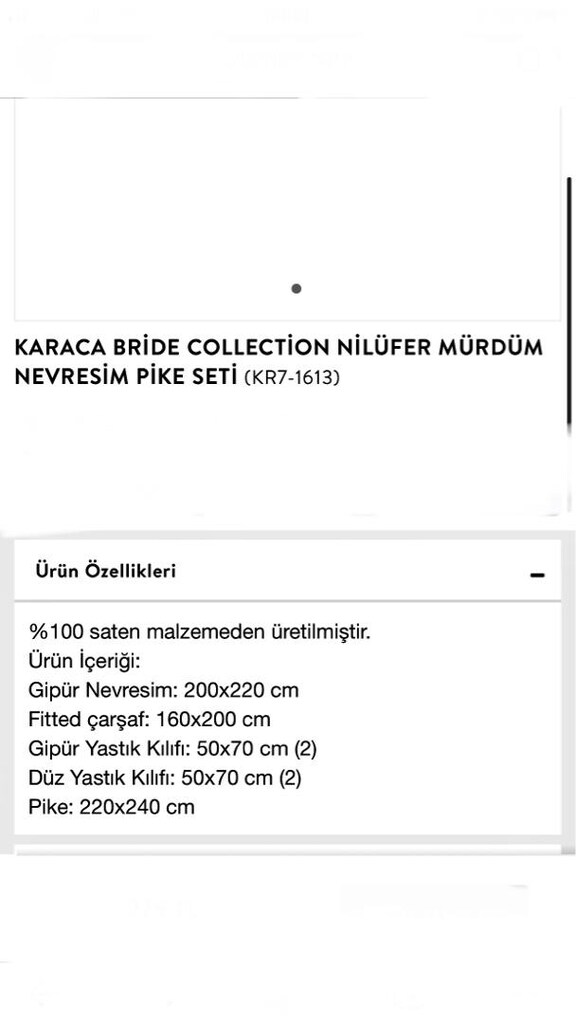 karaca bride collection Nilüfer mürdüm nevresim pike seti “ 0”ürün - 5
