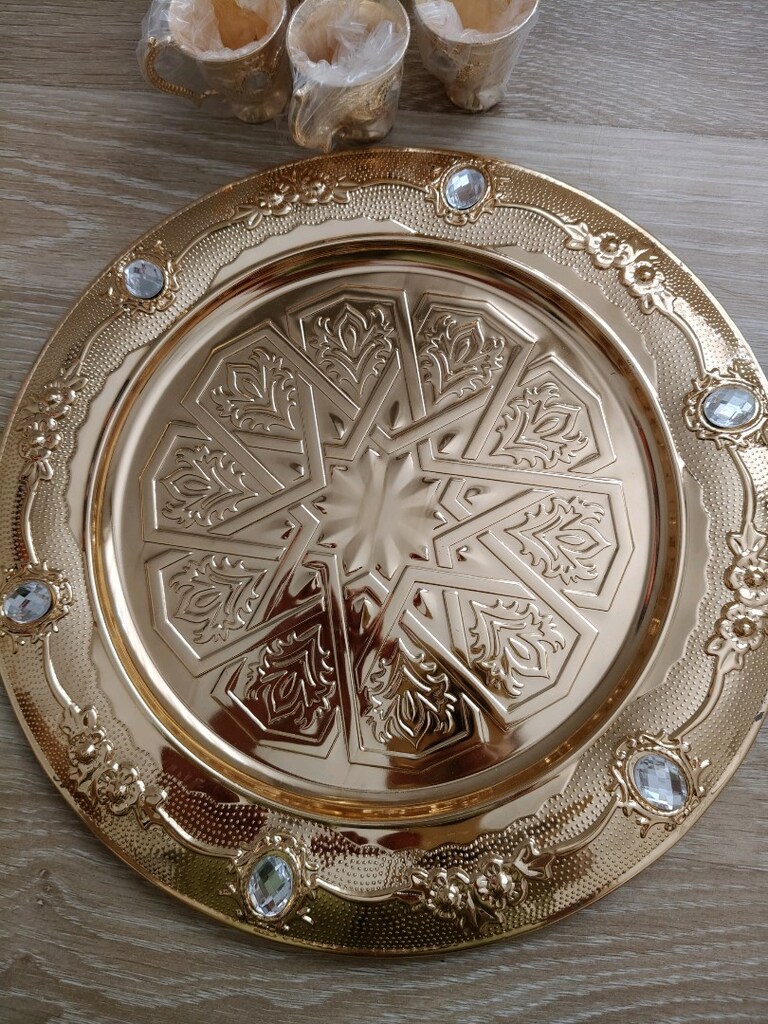 Zemzem Takımı Gold 6 bardaklı Beyaz taşlı - 2
