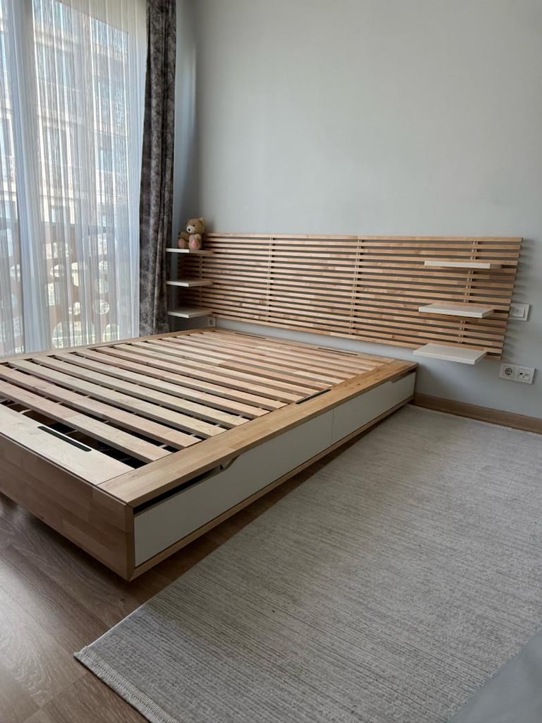 IKEA ÇİFT KİŞİLİK 160X200 MANDAL SERİSİ YATAK BAŞLIĞI VE KARYOLA - 4