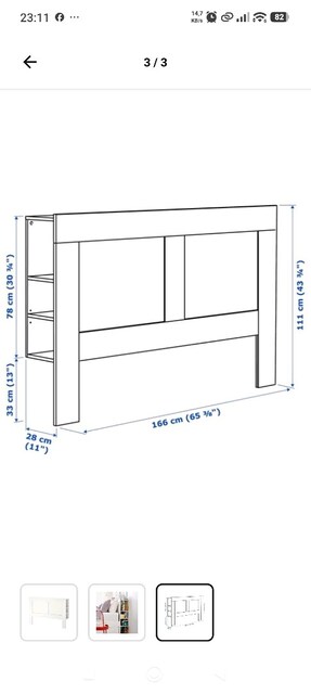 Kusursuz Durumda IKEA Brimnes Yatak Başlığı (160 cm) - Beyaz