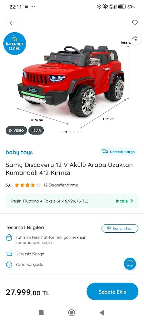 samy dıscovery 12 v akülü araba - 10