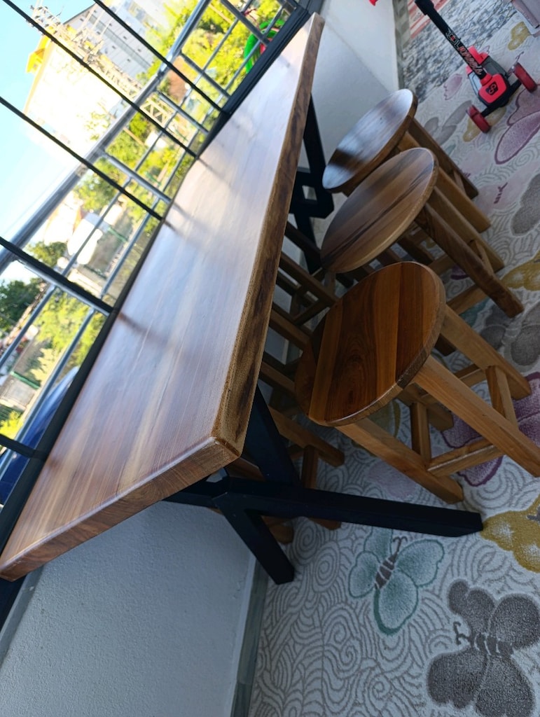 Doğal Ceviz Masa Ölçü 180x85 Çok Sağlam - 2