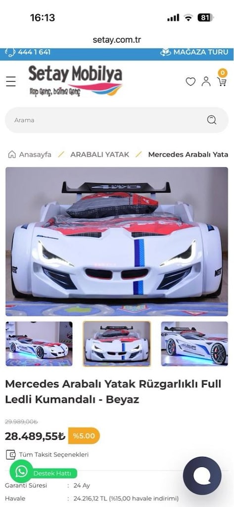 Mercedes arabalı yatak rüzgarlıklı full ledli kumandalı - 9