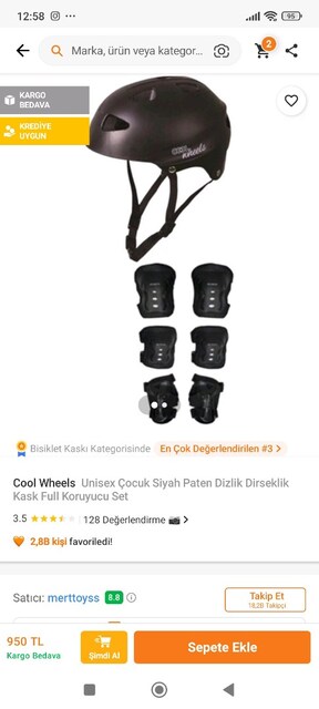 Çocuk koruma Kask veDizlik Seti Kırmızı