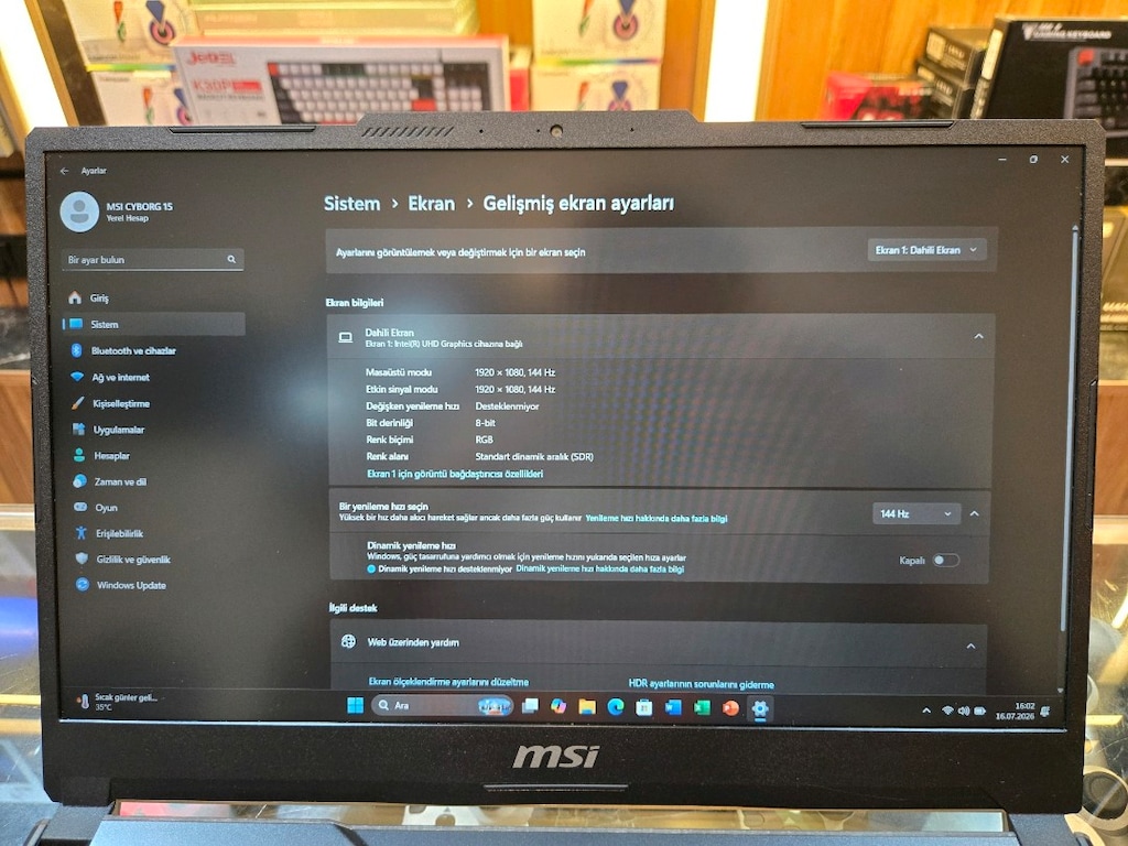 (KUSURSUZ) MSI CYBORG 15 4060 8 GB EKRAN KARTLI GAMİNG OYUN CANAVARI - 8