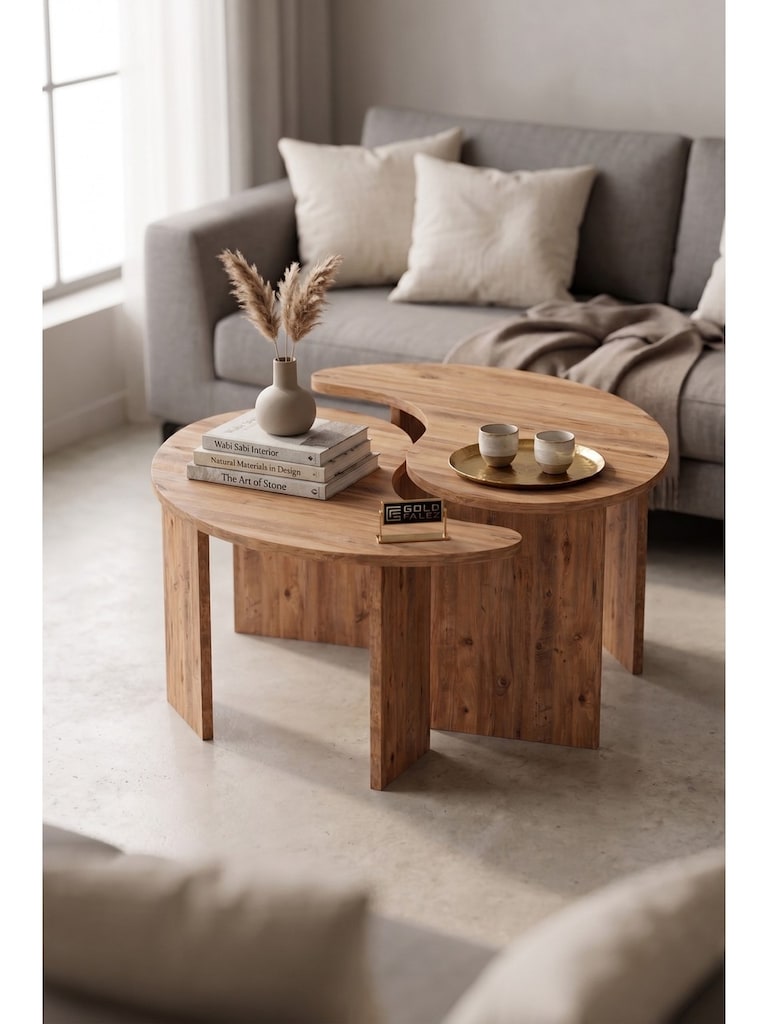 ORTA SEHPA, 2' Lİ SEHPA SETİ, MODERN DEKORATİF SALON SEHPA SETİ - 8