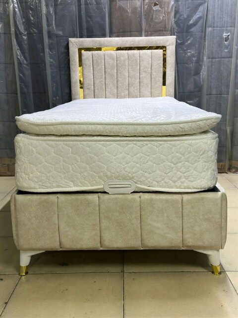 TEK KİŞİLİK TAVŞANPEDLİ YATAK ÇELİK PROFİL MDF KASA BAZA BAŞLIK