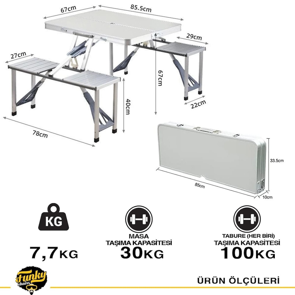 Karalanabilir Çanta Tipi Alüminyum Kamp Ve Piknik Masası - 6
