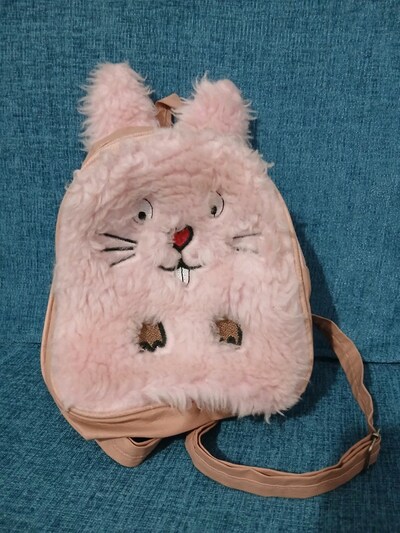 Pembe Peluş Figürlü Sırt Çantası