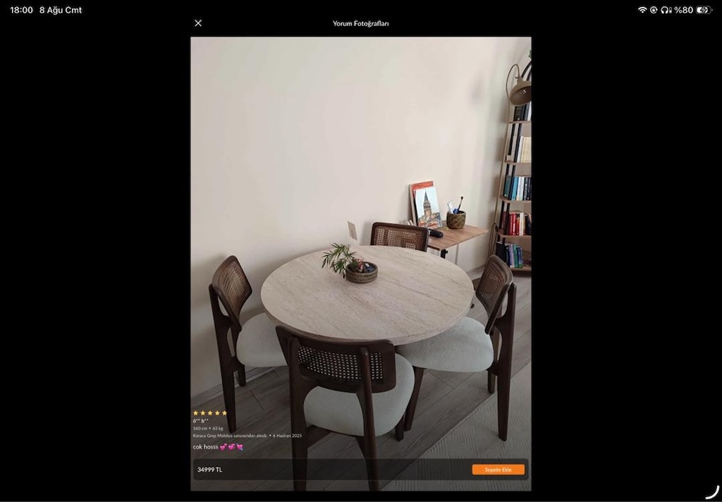 Holzwelt Masif Ahşap Hazeranlı Yuvarlak Yemek Masası Takımı - 8