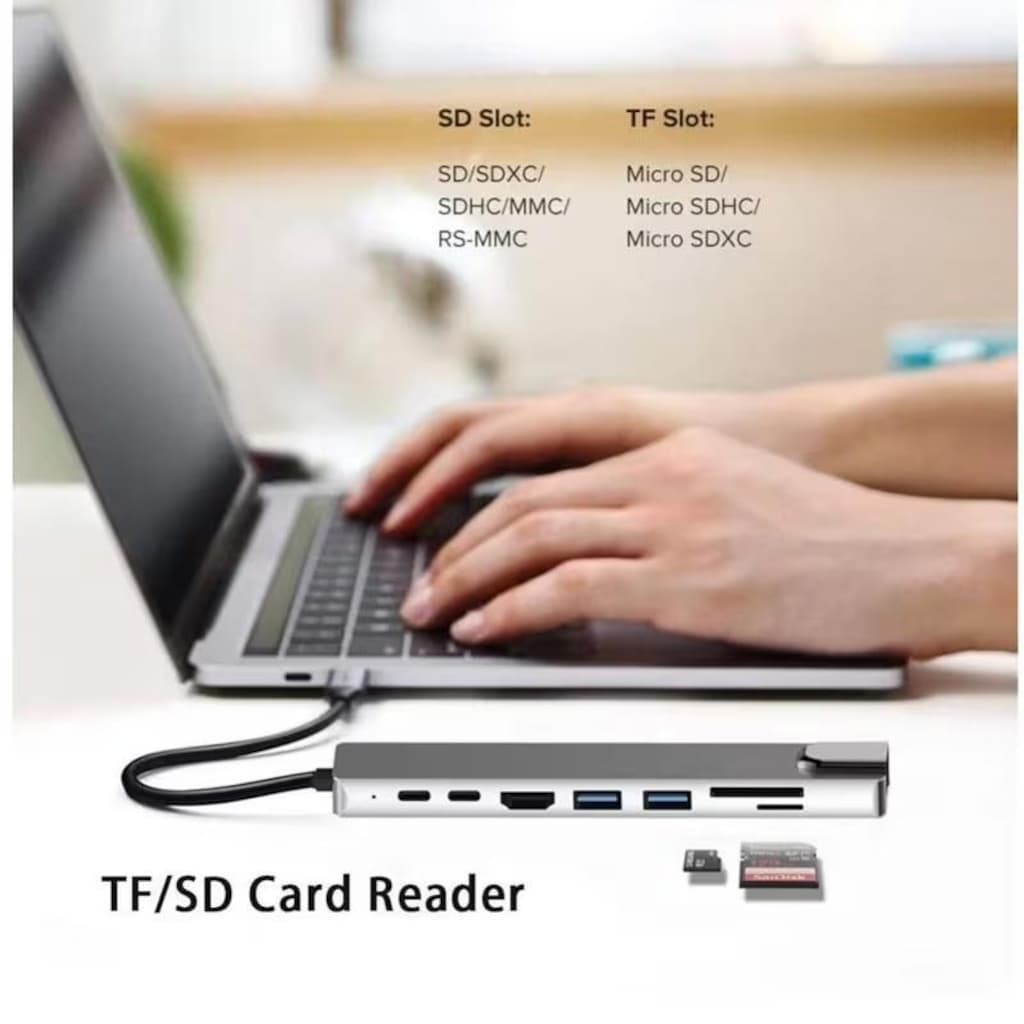 8'i 1 Arada Windows & Mac 100 W Hızlı Şarj Özellikli USB Hub Çoklayıcı - 2