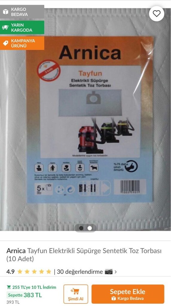 Arnica kumaş poşetiyle TOZSUZ 2400 watt süpürge - 3