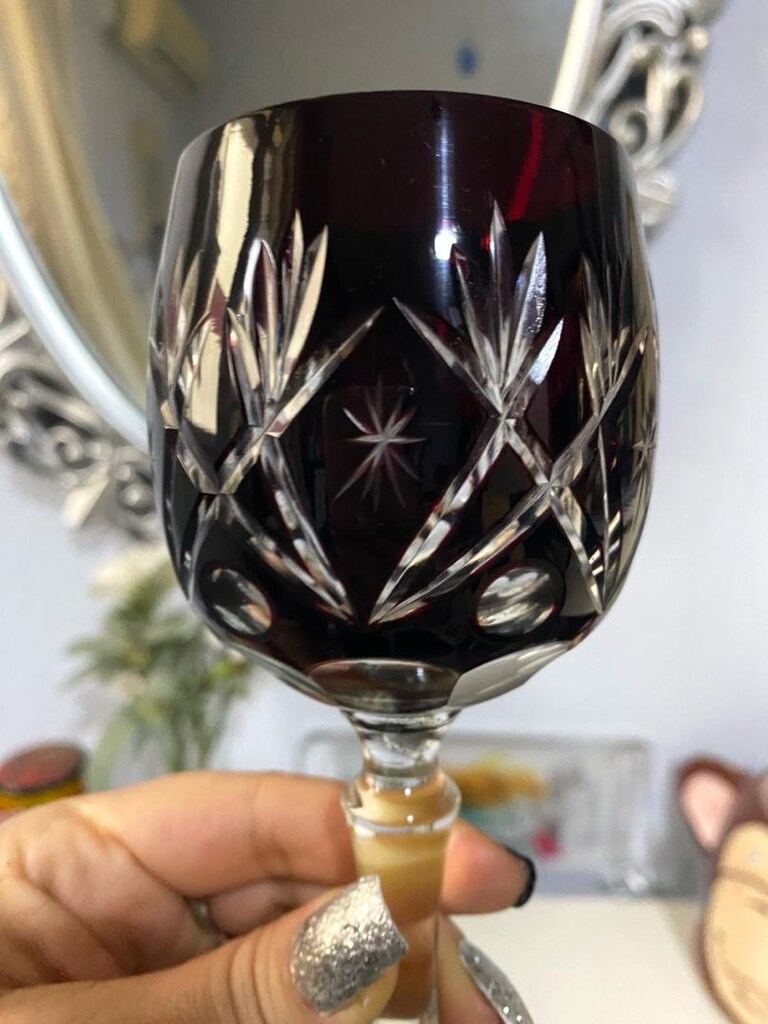 Antika Çekoslovak Bohem Kristal Kadeh - 9