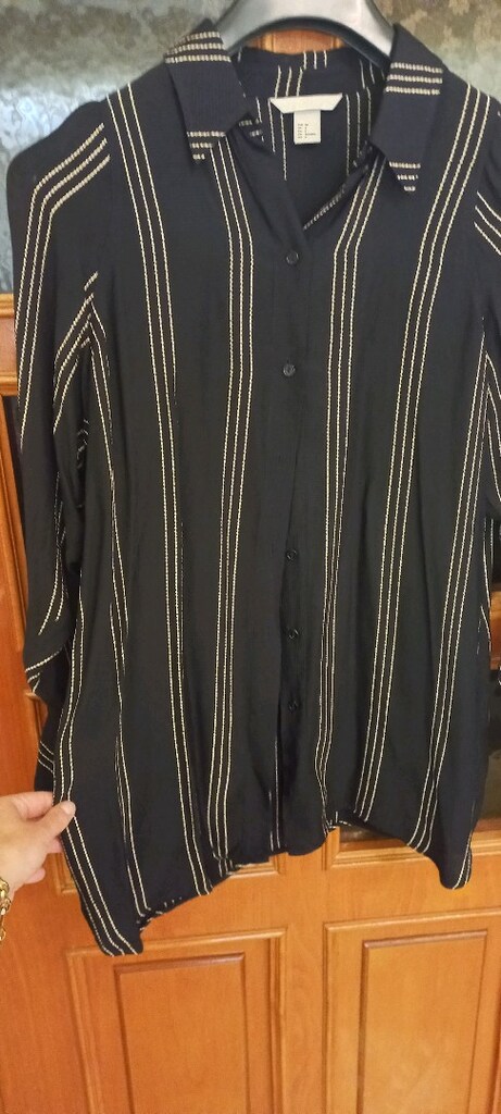 h&m oversize siyah çizgili yepyeni gomlek - 4