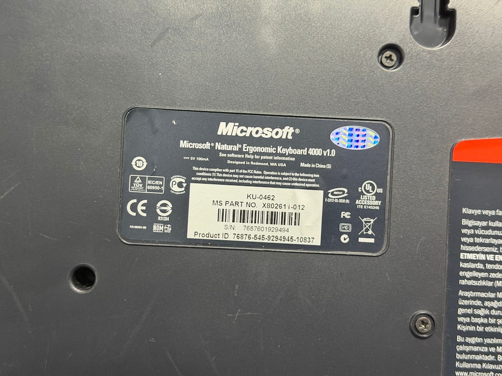 Microsoft Natural Ergonomic Keyboard 4000 v1.0 (Bakım gerekli) - 9