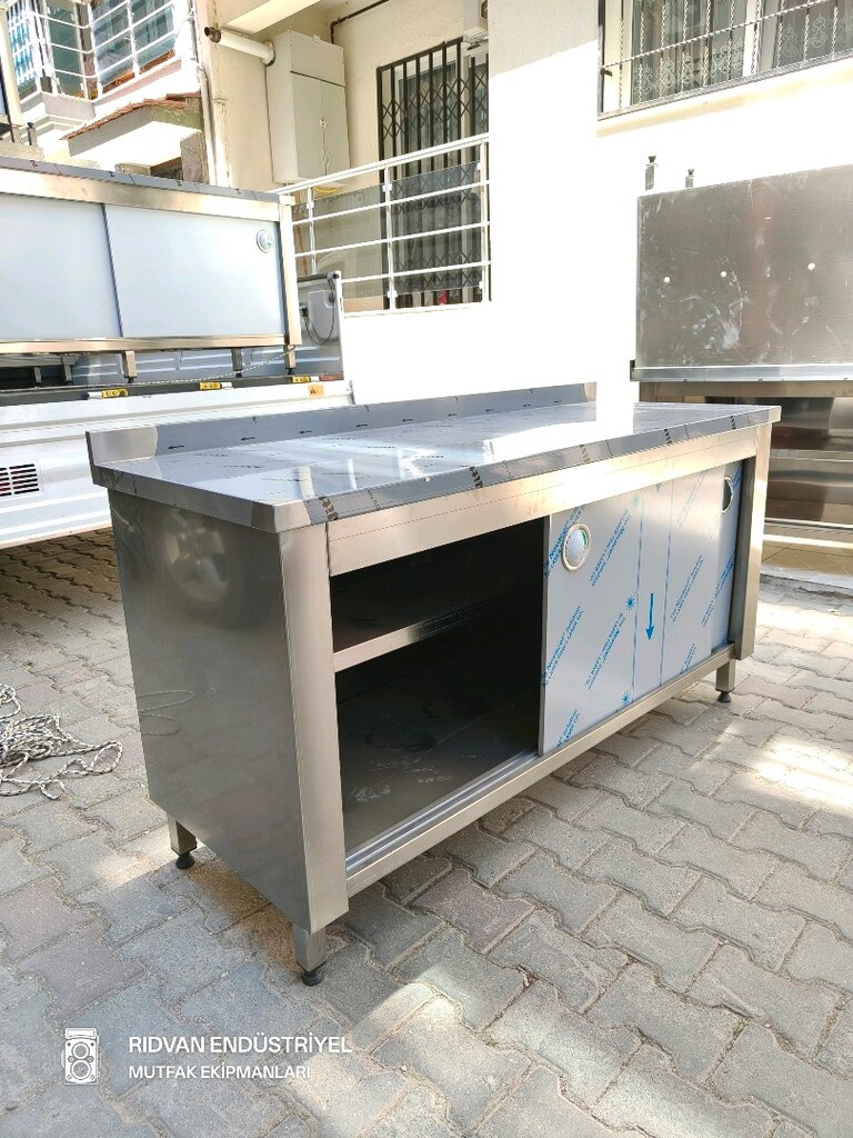 krom tezgah endüstriyel hazır mutfak krom çalışma tezgahı 160 cm tezğa - 6