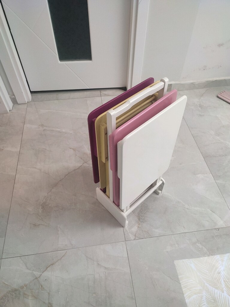 Dörtlü lake boyalı katlanır zigon sehpa - 2
