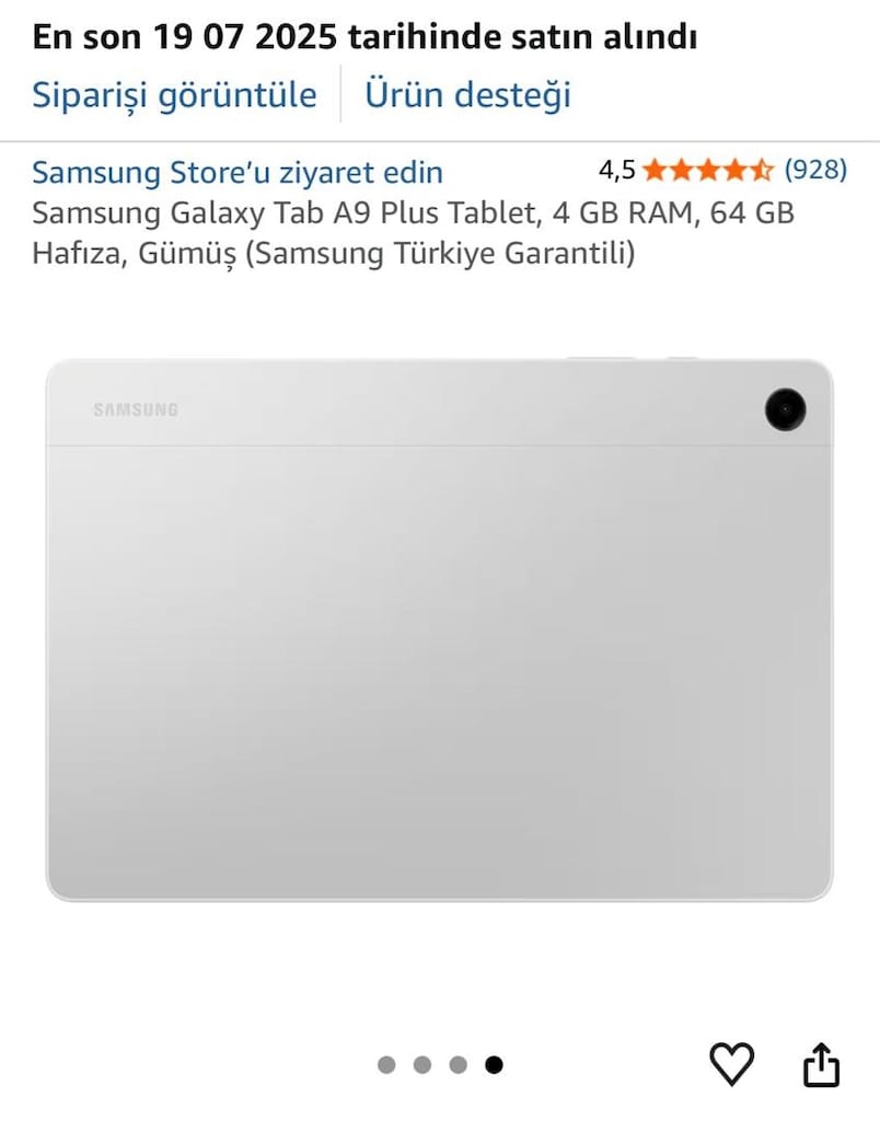 Samsung Galaxy Tab A9 Plus Tablet, 4 GB RAM, 64 GB Hafıza, Gümüş - 9
