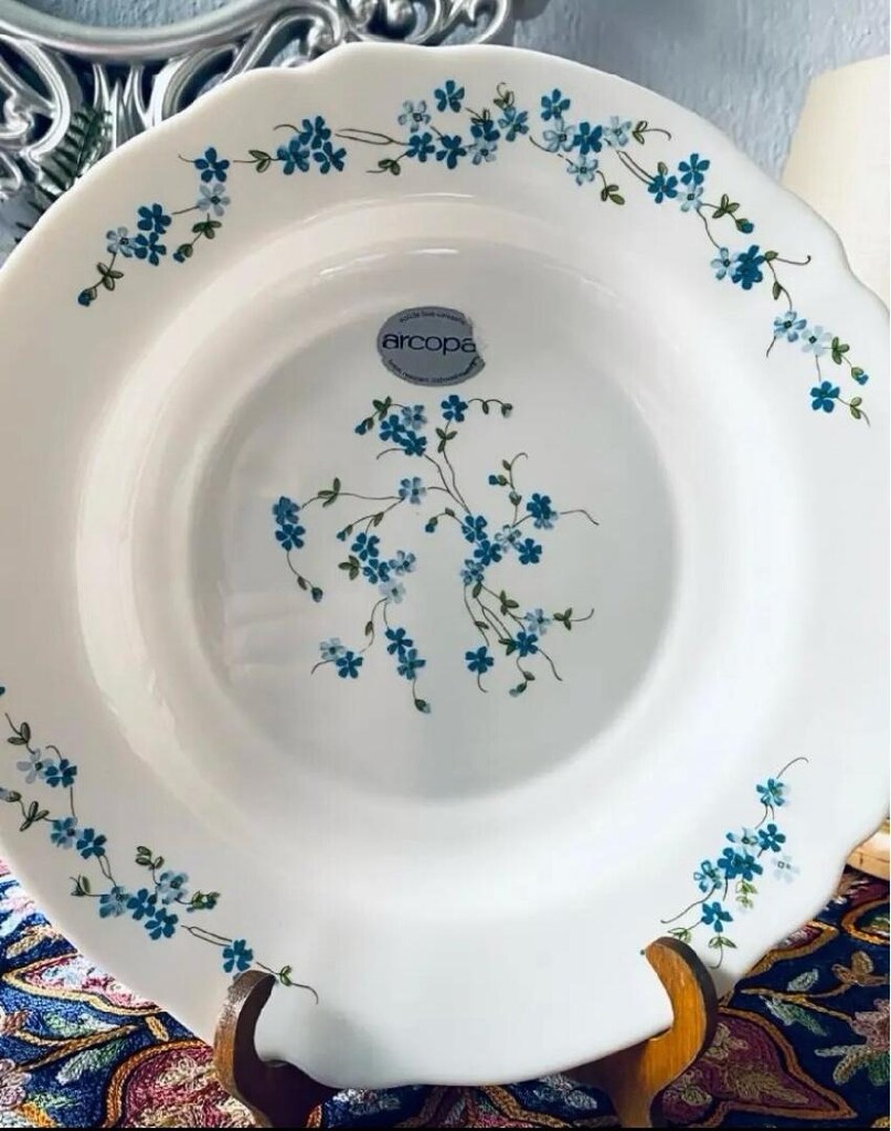 Antika Fransız Arcopal Veronica Opalin Büyük Servis Kasesi - SIFIR - 9