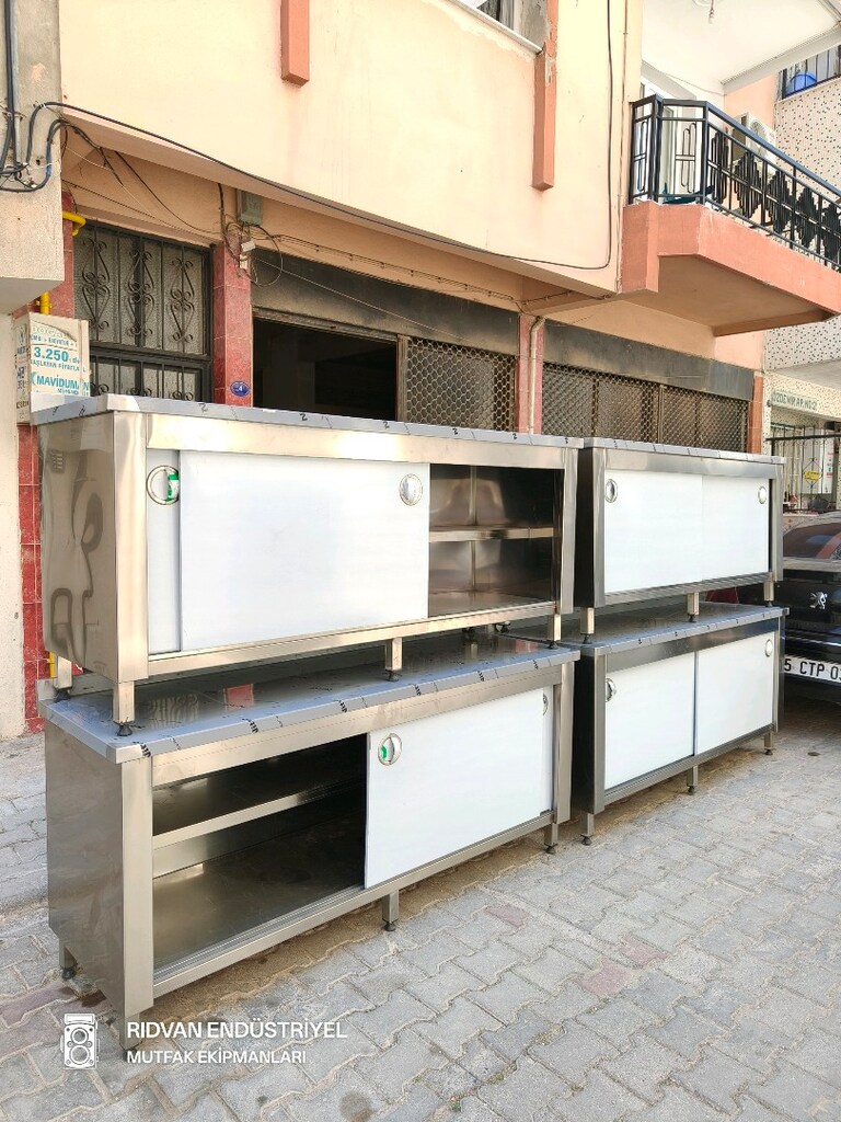 krom tezgah hazır mutfak krom çalışma tezgahı 190 cm paslanmaz krom - 19
