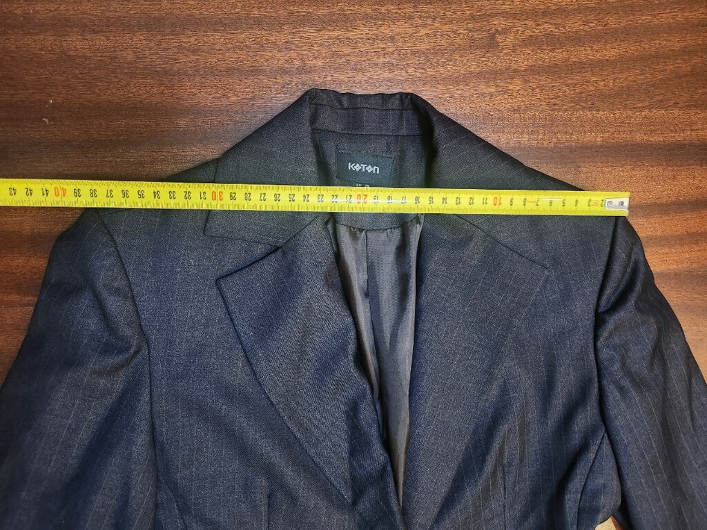 KOTON ÇİZGİLİ GRİ CEKET BLAZER — görsel 14/20