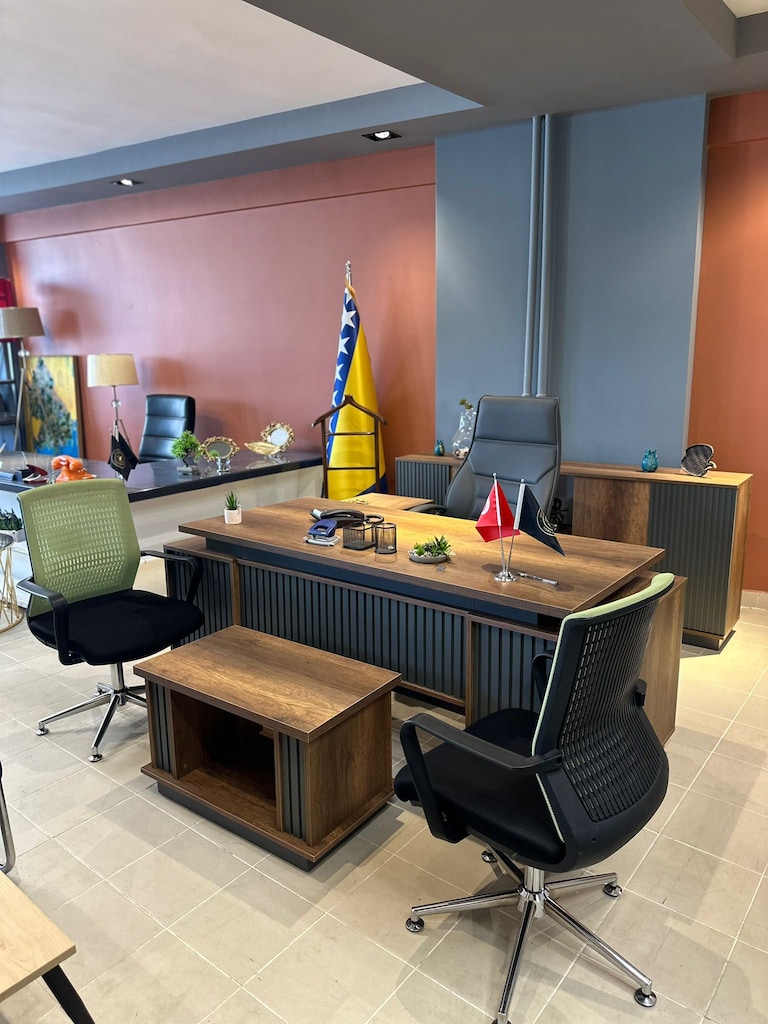 KLAS OFİS ÜSKÜDAR 180x80 cm BAROK CEVİZ MÜDÜR MASASI TAKIMI - 3