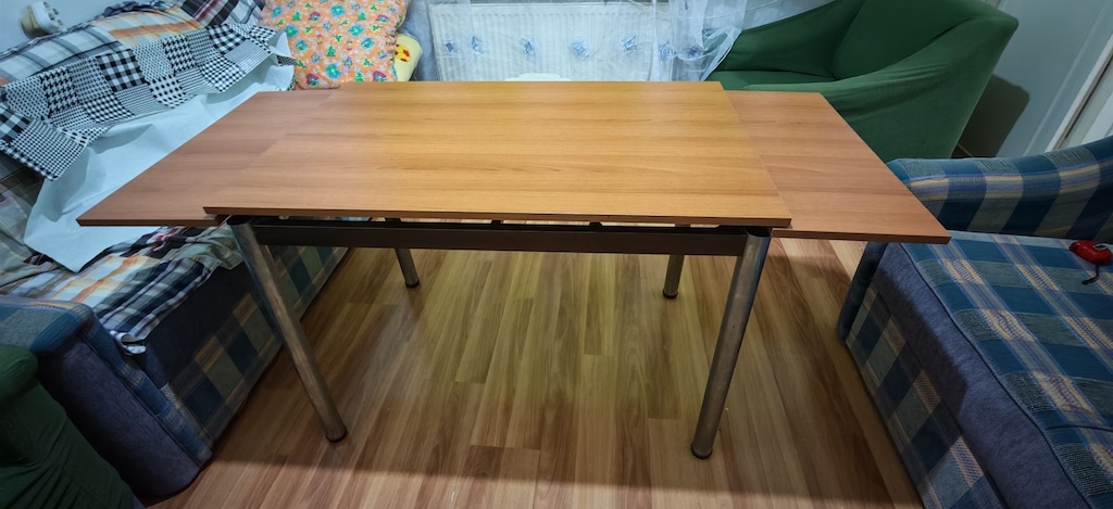 AÇILABİLİR YEMEK MASASI / MUTFAK MASASI (METAL AYAKLI-SAĞLAM) - 6