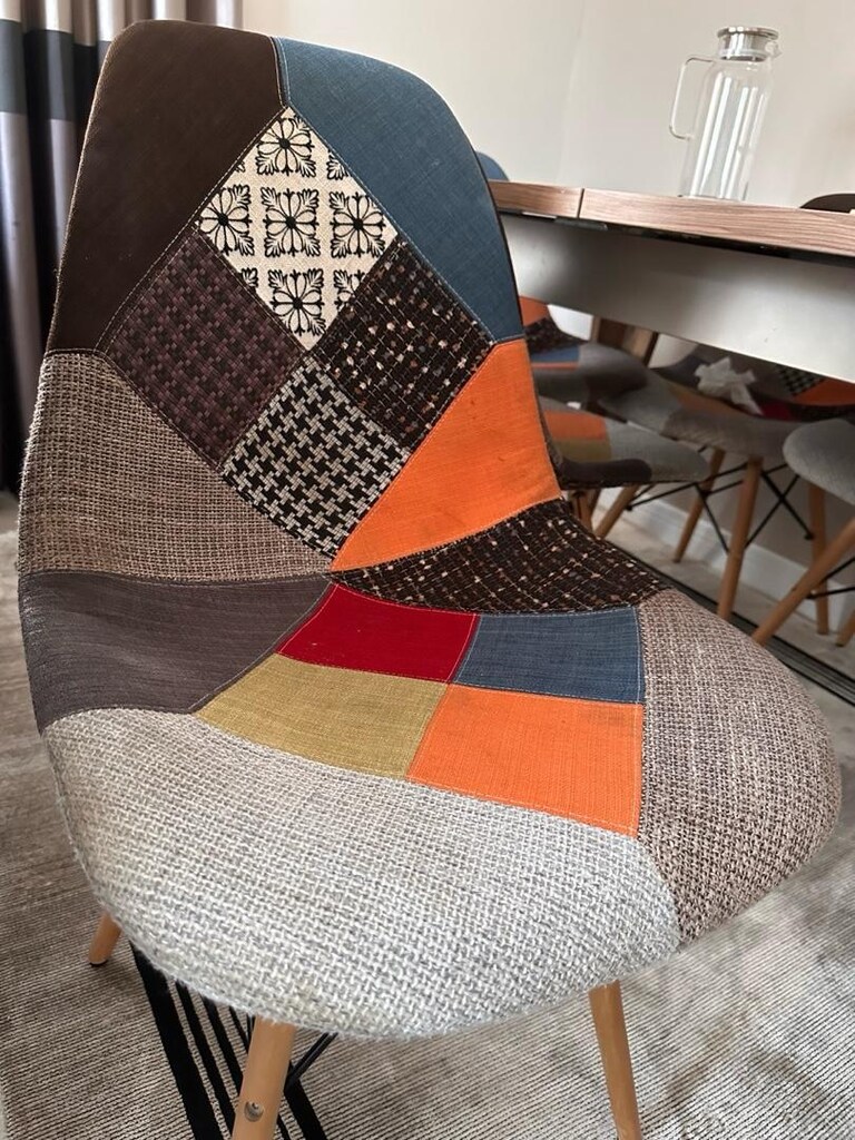 İder mobilya meşe yemek masası ve patchwork özel üretim sandalye - 5