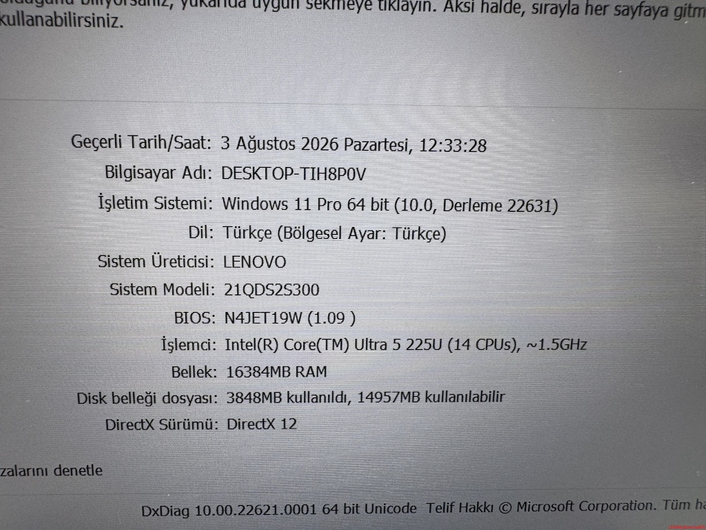 THİNKPAD T14 ULTRA 5 İŞLEMCİ 16 GB RAM 512 NVME - 7
