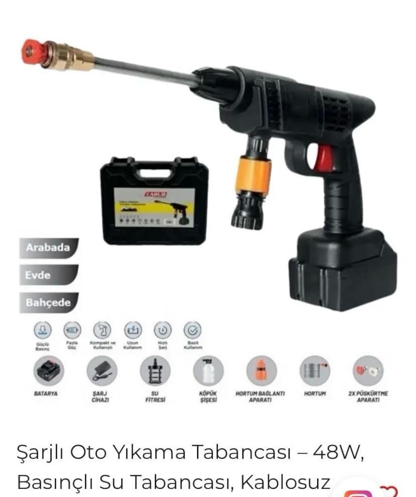 şarjlı oto yıkama tabancası