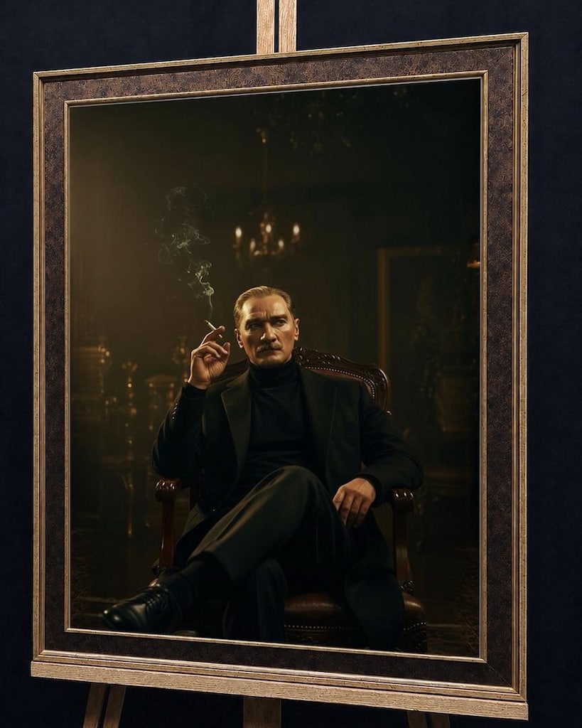 Mustafa Kemal Atatürk Camlı Çerçeveli Tablo - 2