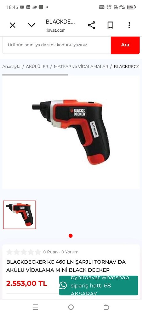 BLACK DECKER ŞARJLI MATKAP ŞARJLI TORNAVİDA - 7