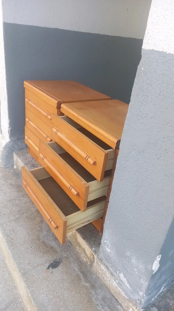Meşe kaplama 2 adet sifonyer komidin - 3