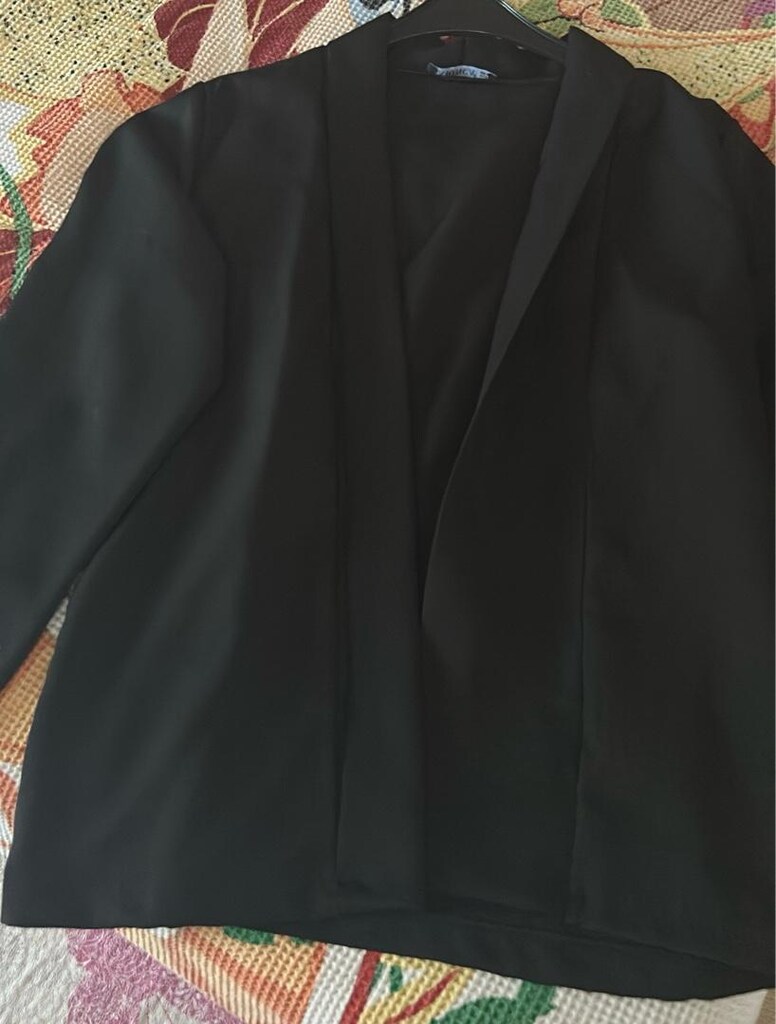 Siyah Uzun Kollu Minimal Blazer - 5