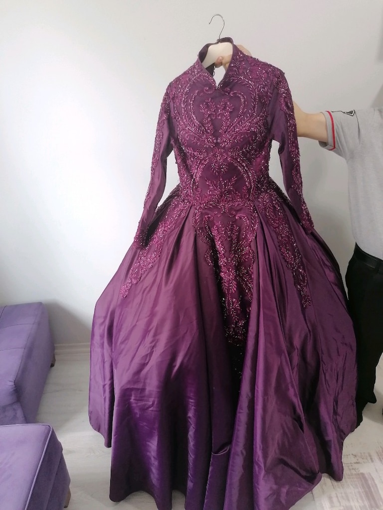 Nişanlık mor 38 beden prenses model - 9