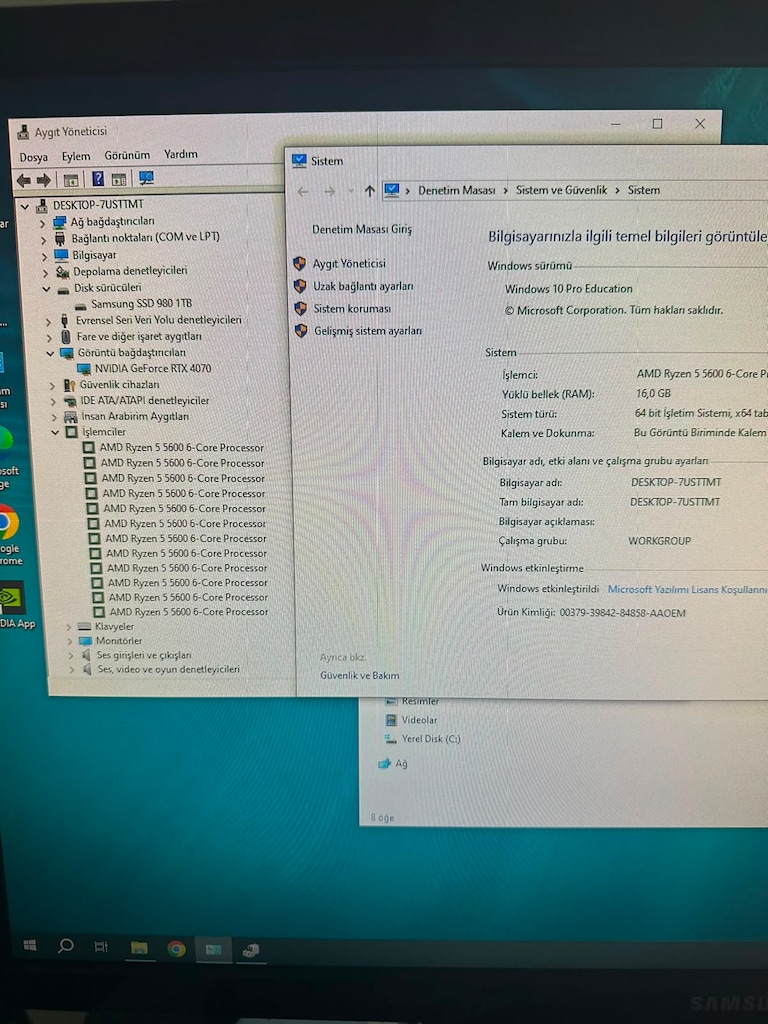 RTX 4070 12GB - Ryzen 5 5600 - 1TB M2 SSD - 16GB RAM Garantili - 9