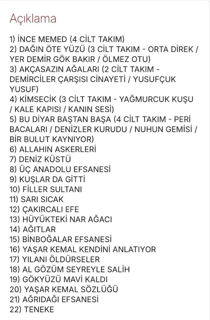 Yaşar Kemal – Görsel Yayınları 1994 Ciltli Koleksiyon – 32 Kitap - 4